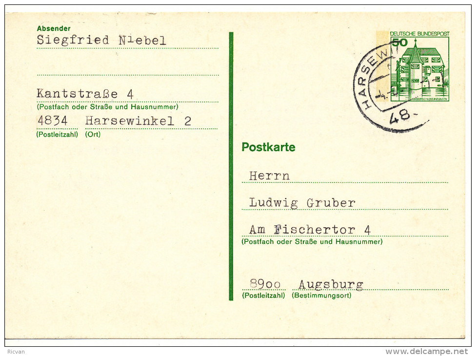 1981 Postkarte P124  Van Harsewinkel Naar Augsburg Zie Scan(s) - Postcards - Used