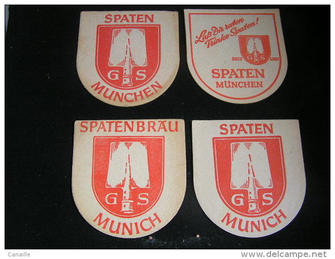 Lot De 4 - Sous Bocks/Beermat/Bierviltjes /Coaster/Bierdeckel-  Spatenbrau Munchen, Spaten, - Sous-bocks