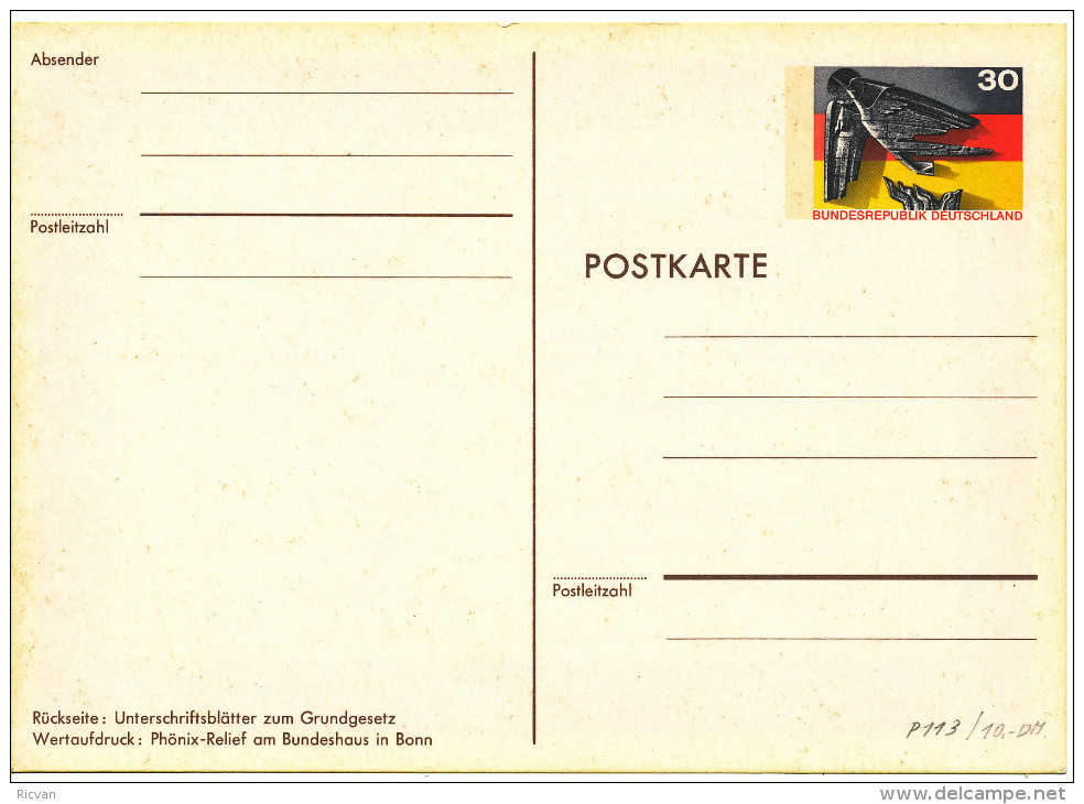 Postkarte P113 Rug "25 Jahre Bundesrepublik Deutschland 1949-1974" Zie Scan(s) - Postcards - Mint