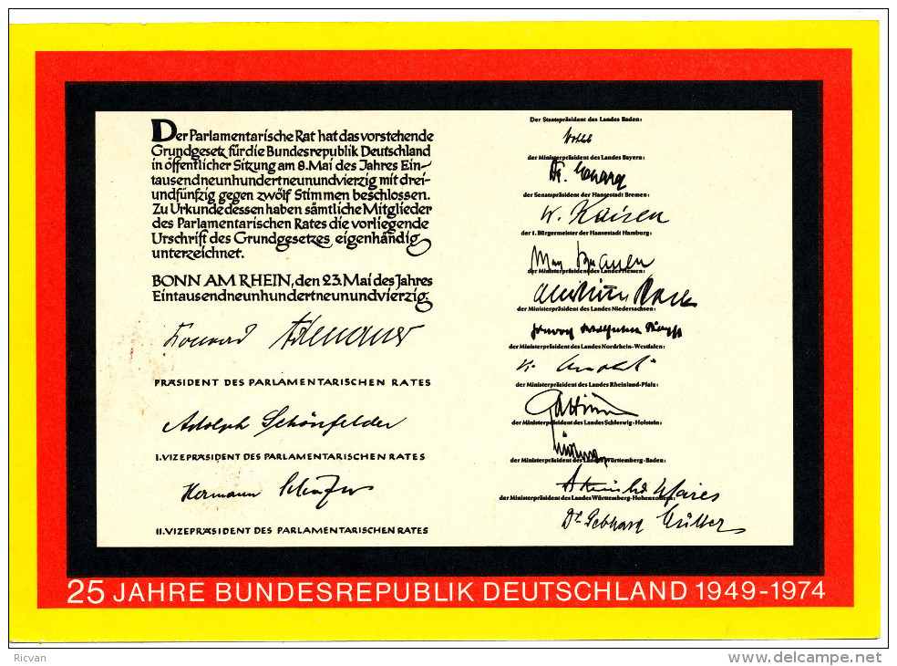 Postkarte P113 Rug "25 Jahre Bundesrepublik Deutschland 1949-1974" Zie Scan(s) - Postkarten - Ungebraucht