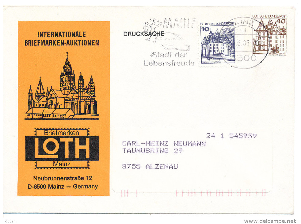 1985 Reclamebriefomslag "Briefmarken Loth" Type PZ1037+PZ913 Van Mainz Naar Alzenau Zie Scan(s) - Briefomslagen - Gebruikt