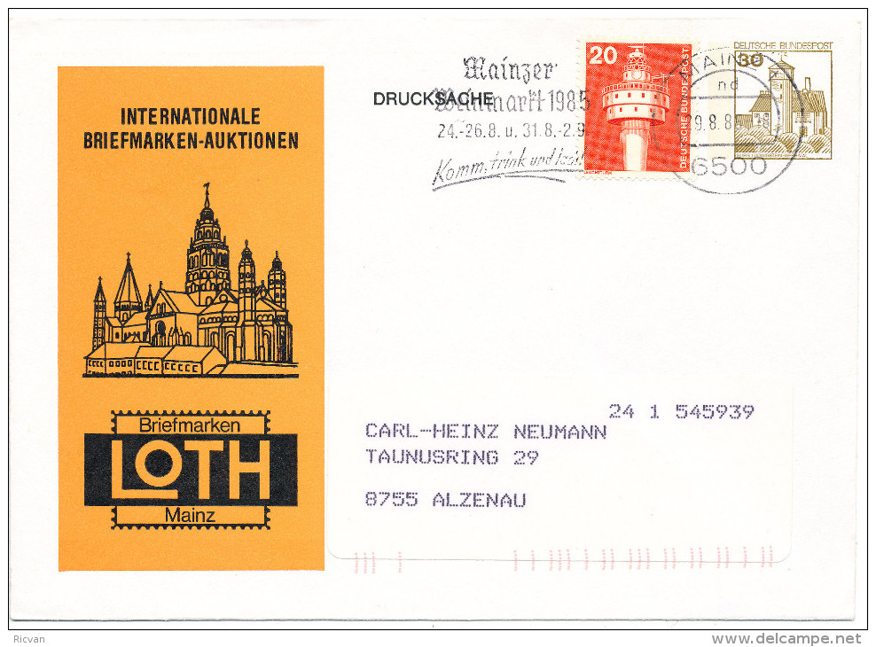 1985 Reclamebriefomslag "Briefmarken Loth" Type PZ1037+PZ??? Van Mainz Naar Alzenau Zie Scan(s) - Buste - Usati