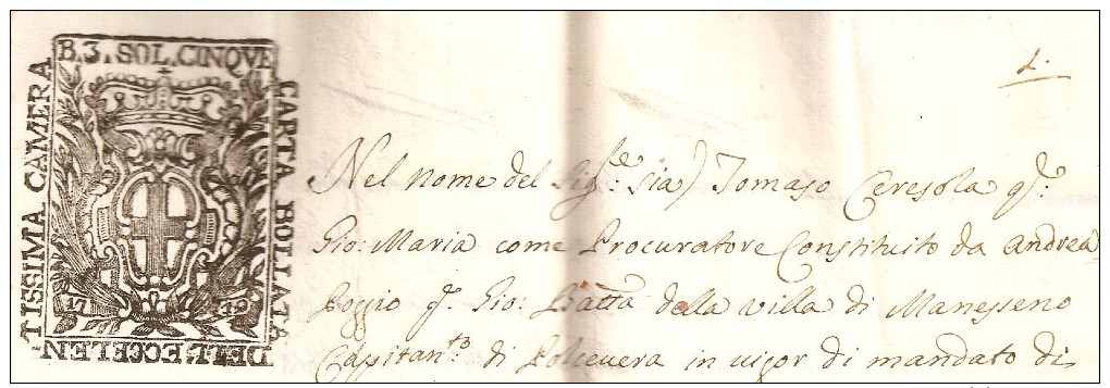 GENOVA - Liguria - ARCHIVE / Famiglia Marchese Pietro Paolo CELESIA - Cadoine de Gabriac / 23 Documenti 1718 -1826 + TOP