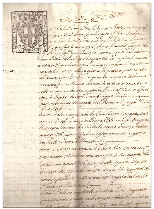 GENOVA - Liguria - ARCHIVE / Famiglia Marchese Pietro Paolo CELESIA - Cadoine de Gabriac / 23 Documenti 1718 -1826 + TOP