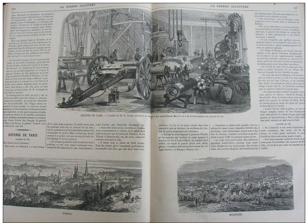 GUERRE ILLUSTREE1870N°45:GENERA L FAIDHERBE/MEUDON H.FLAUD FABRICATION MITRAILLEUSES/EVREUX/MULH OUSE - 1850 - 1899