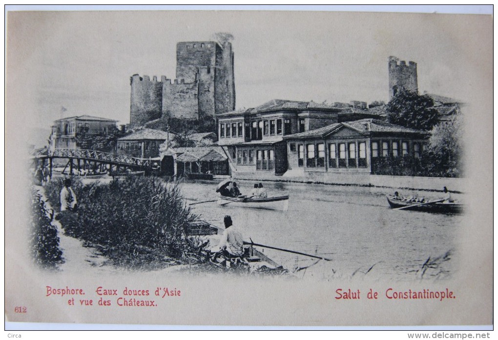 Salut De Constantinople (Turquie), Bosphore : Eaux Douces D'Asie Et Vue Des Châteaux, Carte Postale Ancienne. - Turchia