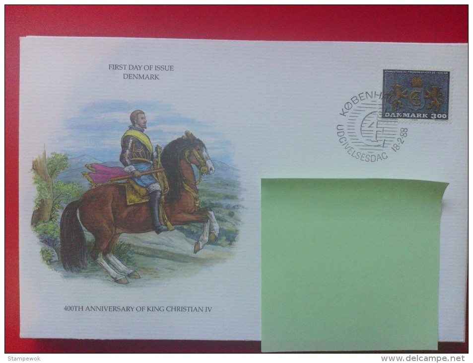 1988 Denmark FDC - King Christian IV's Acession To The Throne 400th Anniv. (Arms)(Royalty) - FDC