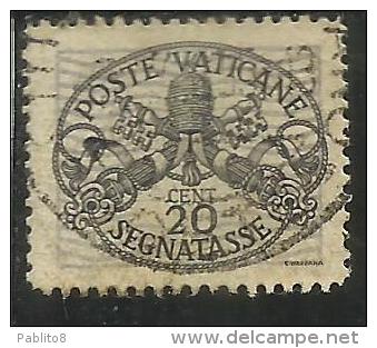 VATICANO VATIKAN VATICAN 1945 SEGNATASSE TAXES DUE TASSE TRIREGNO E CHIAVI DECUSSATE CENT. 20 USATO USED - Taxes