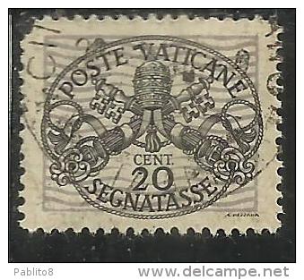 VATICANO VATIKAN VATICAN 1945 SEGNATASSE TAXES DUE TASSE TRIREGNO E CHIAVI DECUSSATE CENT. 20 USATO USED - Taxes