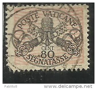 VATICANO VATIKAN VATICAN 1945 SEGNATASSE TAXES DUE TASSE TRIREGNO E CHIAVI DECUSSATE CENT. 80 USATO USED - Postage Due