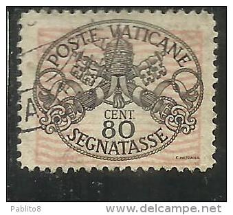 VATICANO VATIKAN VATICAN 1945 SEGNATASSE TAXES DUE TASSE TRIREGNO E CHIAVI DECUSSATE CENT. 80 USATO USED - Taxes