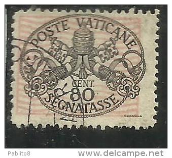 VATICANO VATIKAN VATICAN 1945 SEGNATASSE TAXES DUE TASSE TRIREGNO E CHIAVI DECUSSATE CENT. 80 USATO USED - Taxes