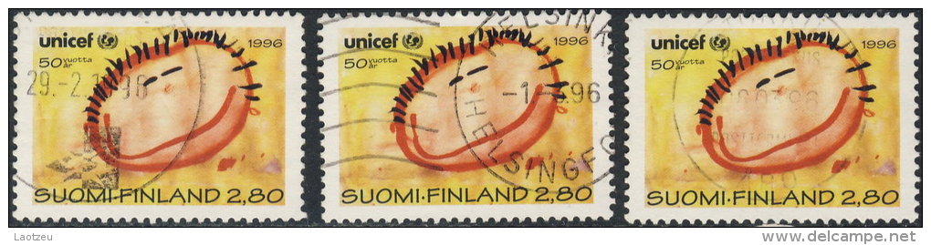 Finlande  1996. ~ YT 1297 Par 3 - 50 Ans De L'UNICEF - Used Stamps