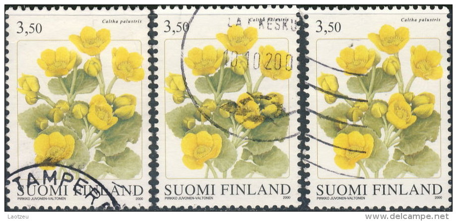 Finlande  2000. ~ YT 1490 Par 3 - Le Populage - Used Stamps