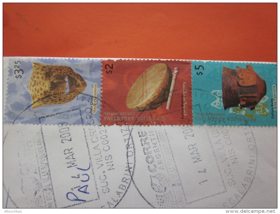 Lettre Argentine Recommandée Internationale Par Avion 2008  Pour Marseille Timbres  Masques Et Objets Typiques Du Pays - Briefe U. Dokumente