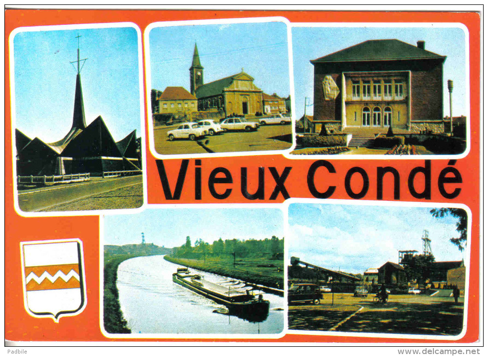 Carte Postale 59. Vieux-Condé  La Mine  Péniche  Trés Beau Plan - Vieux Conde