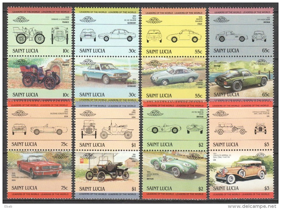 Saint Lucia 1984 Mi 696-711 MNH CARS - Auto's