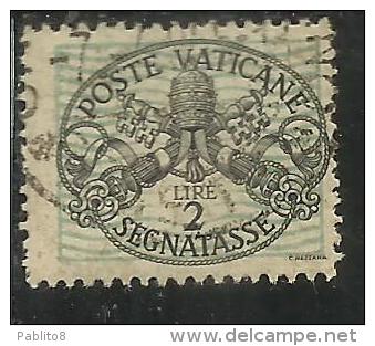 VATICANO VATIKAN VATICAN 1945 SEGNATASSE TAXES DUE TASSE TRIREGNO E CHIAVI DECUSSATE LIRE 2 USATO USED - Postage Due