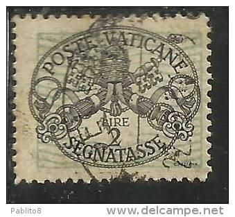 VATICANO VATIKAN VATICAN 1945 SEGNATASSE TAXES DUE TASSE TRIREGNO E CHIAVI DECUSSATE LIRE 2 USATO USED - Postage Due