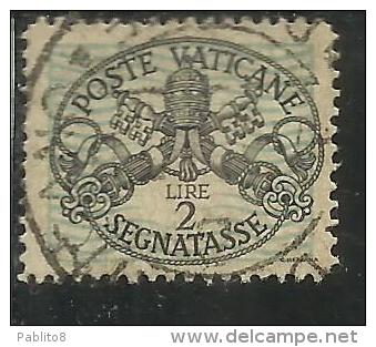 VATICANO VATIKAN VATICAN 1945 SEGNATASSE TAXES DUE TASSE TRIREGNO E CHIAVI DECUSSATE LIRE 2 USATO USED - Postage Due