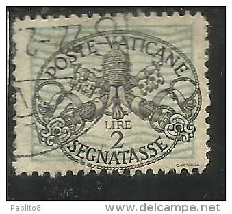 VATICANO VATIKAN VATICAN 1945 SEGNATASSE TAXES DUE TASSE TRIREGNO E CHIAVI DECUSSATE LIRE 2 USATO USED - Taxes