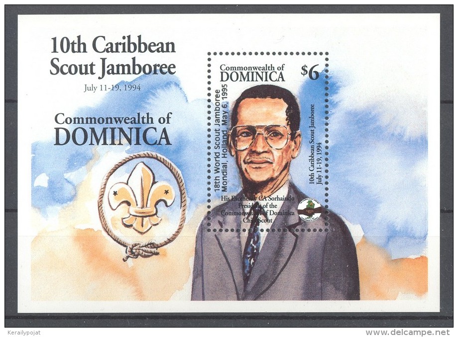 Dominica - 1995 Scouts Overprints Block (2) MNH__(TH-11660) - Dominica (1978-...)