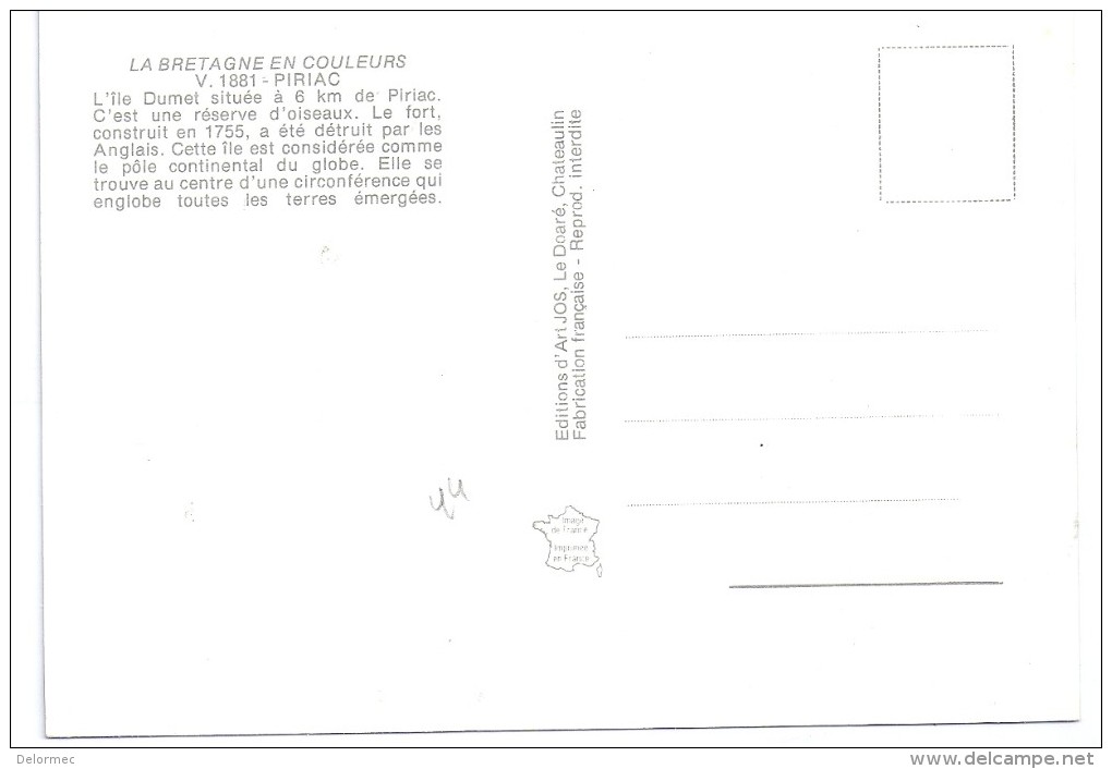 CPSM Piriac Sur Mer Loire Atlantique Ile Dumet édit Jos Le Doaré à Chateaulin N° V 1881 Non écrite - Piriac Sur Mer