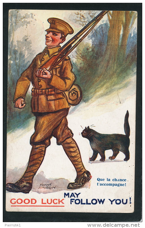 GUERRE 1914-18 - Jolie Carte Fantaisie " May GOOD LUCK Follow You !" Signée FRED SPURGIN - War 1914-18