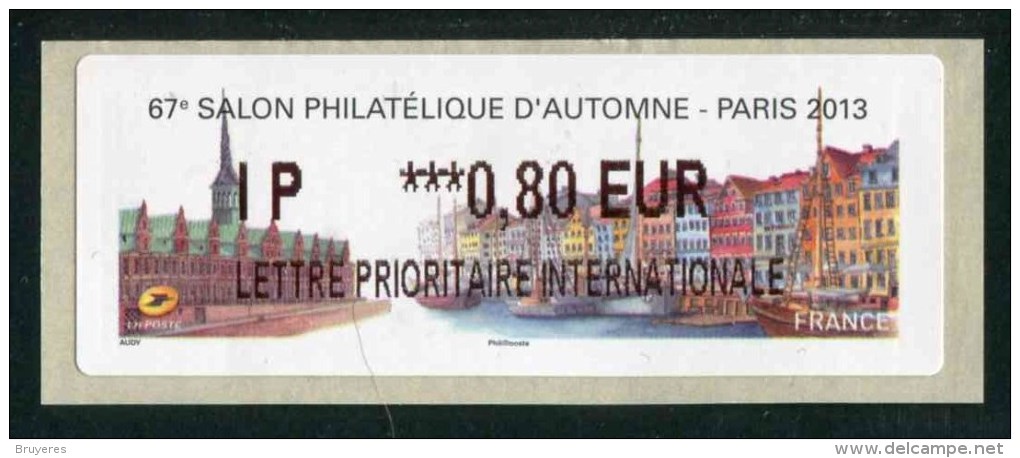 Timbre** De Distributeur De 2013 "IP 0,80 € LETTRE PRIO INT" Salon Philatélique D´Automne - Paris 2013" - 2010-... Illustrated Franking Labels