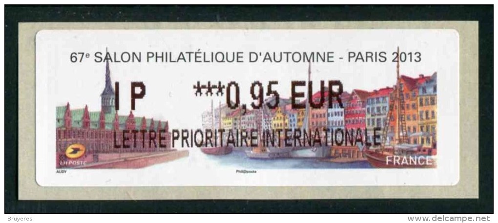 Timbre** De Distributeur De 2013 "IP 0,95 € LETTRE PRIO INT" Salon Philatélique D´Automne - Paris 2013" - 2010-... Illustrated Franking Labels