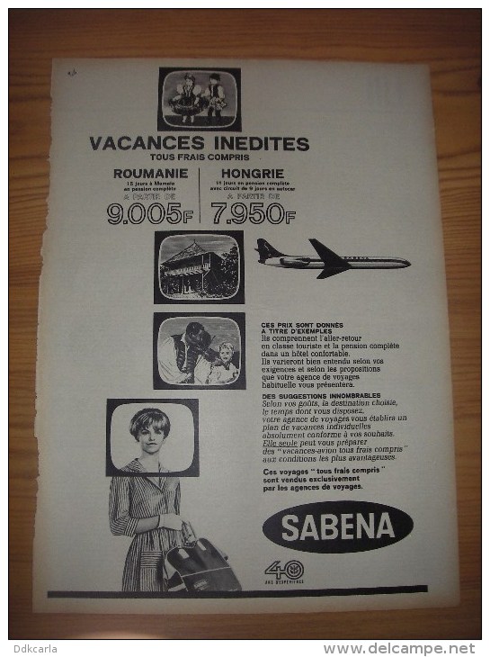 Reclame Uit Oud Tijdschrift 1963 - Sabena Airlines - 40 Ans D'expérience Aviation - Advertenties