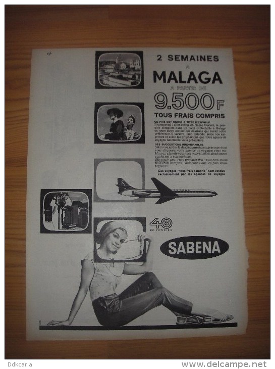 Reclame Uit Oud Tijdschrift 1963 - Sabena Airlines - 40 Ans D'expérience - Aviation - Advertenties