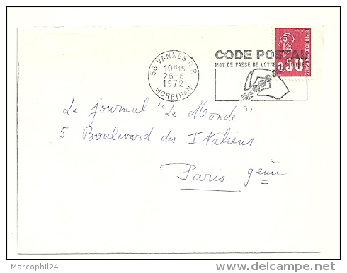 MORBIHAN - Dépt N° 56 = VANNES RP 1972 =  FLAMME à DROITE =  SECAP Illustrée ' CODE POSTAL / Mot Passe' - Zipcode