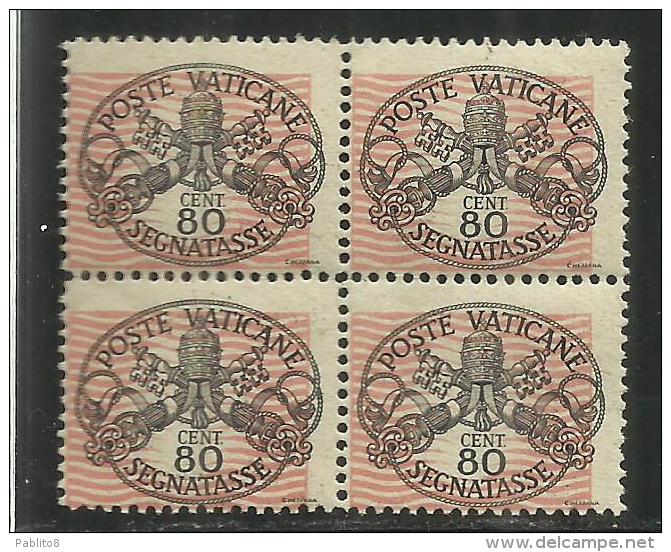 VATICANO VATIKAN VATICAN 1946 SEGNATASSE TAXES DUE TASSE TRIREGNO E CHIAVI DECUSSATE CENT. 80 LINEE PIù GRANDI MNH - Postage Due