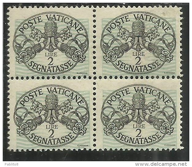 VATICANO VATIKAN VATICAN 1946 SEGNATASSE TAXES DUE TASSE TRIREGNO E CHIAVI DECUSSATE LIRE 2 LINEE PIù GRANDI MNH - Taxes