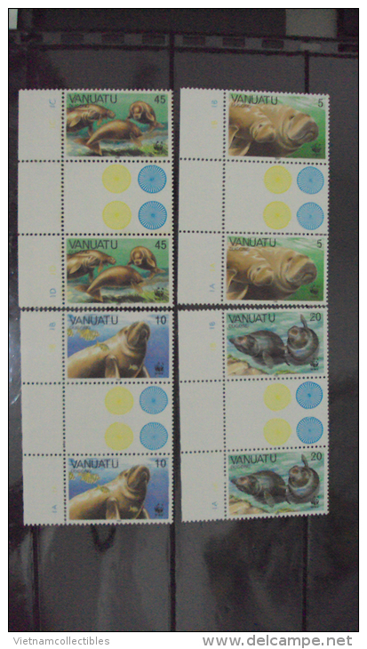 (WWF-062) W.W.F. Vanuatu Dugong MNH Gutter Pairs GP Perf Stamps 1988 - Unused Stamps