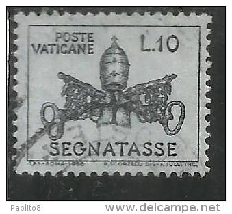 VATICANO VATIKAN VATICAN 1968 SEGNATASSE TAXES DUE TASSE TRIREGNO E CHIAVI DECUSSATE LIRE 10 USATO USED - Taxes