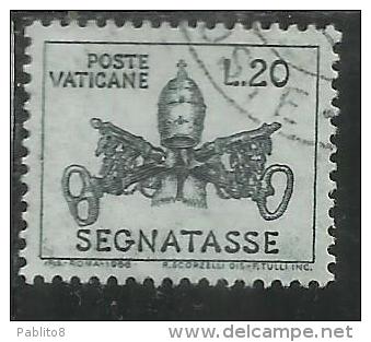 VATICANO VATIKAN VATICAN 1968 SEGNATASSE TAXES DUE TASSE TRIREGNO E CHIAVI DECUSSATE LIRE 20 USATO USED - Postage Due