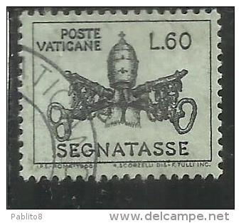 VATICANO VATIKAN VATICAN 1968 SEGNATASSE TAXES DUE TASSE TRIREGNO E CHIAVI DECUSSATE LIRE 60 USATO USED - Postage Due