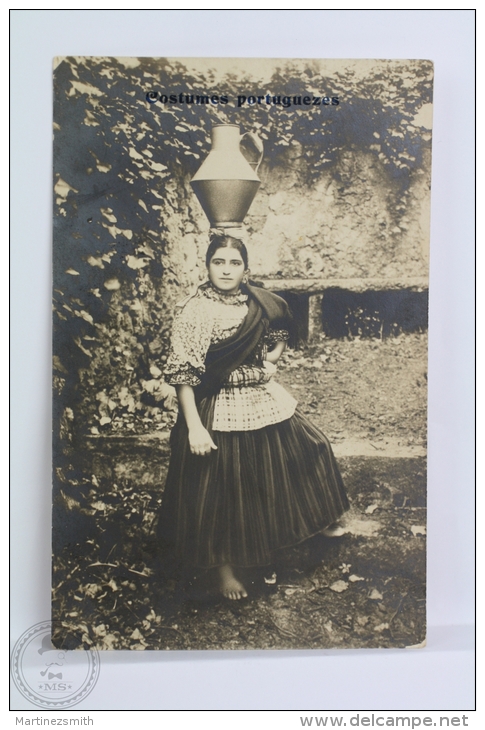 Old Portugal Real Photo Postcard - Costumes Portuguezes - Lady In Portuguese Regional Suits - Unposted - Autres & Non Classés