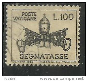 VATICANO VATIKAN VATICAN 1968 SEGNATASSE TAXES DUE TASSE TRIREGNO E CHIAVI DECUSSATE LIRE 100 USATO USED - Taxes