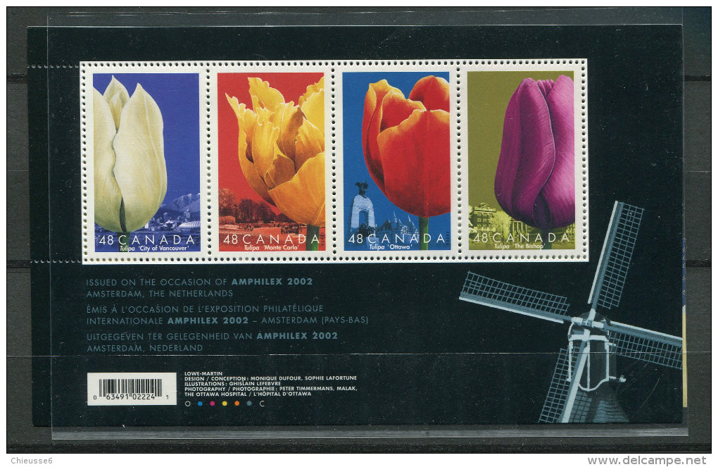 Canada ** -  Bloc 63 - - Amphilex 2002 -   Expo. Phlitélique à Amsterdam - Tulipes -. - Hojas Bloque