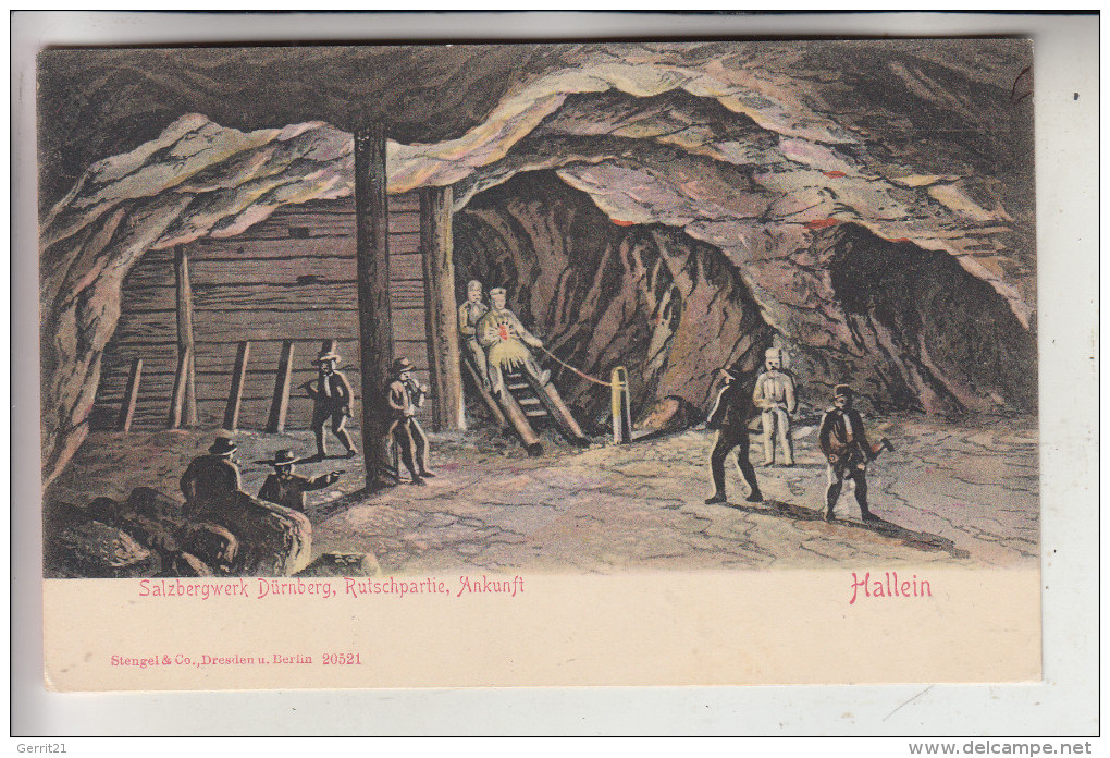 BERGBAU - Mining, HALLEIN, Salzbergwerk Dürnberg, Rutschpartie, Ankunft, Stengel-Verlag, Ca. 1905 - Mines