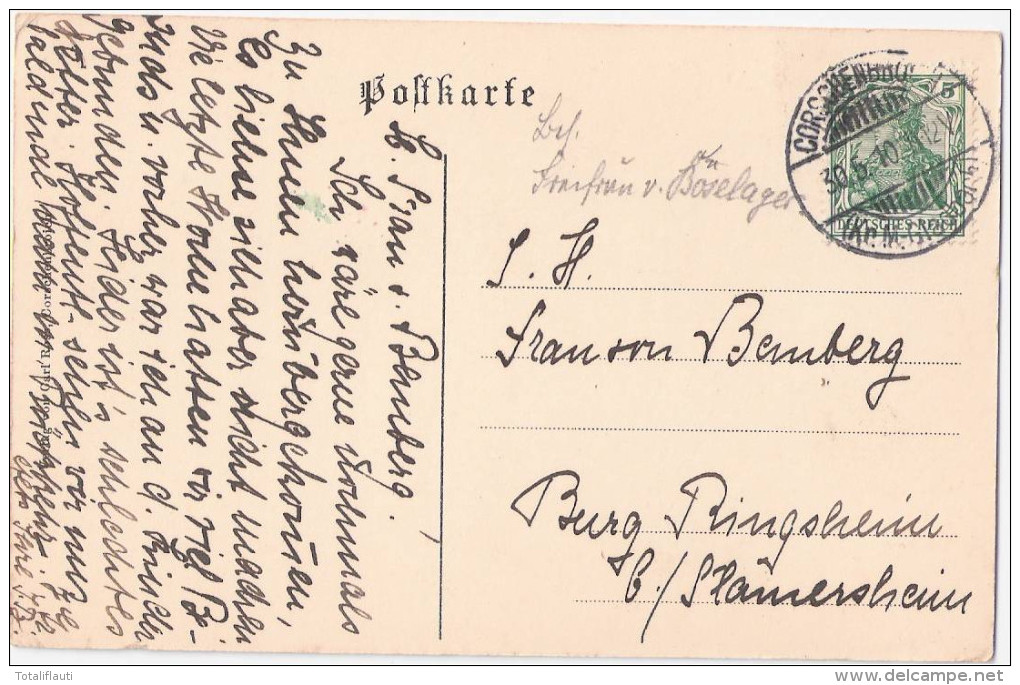 Schloß Myllendonk B Corschenbroich Autograf Adel Freifrau Von Böselager An Frau Von Banberg Burg Ringelsheim 30.6.1910 - Mönchengladbach