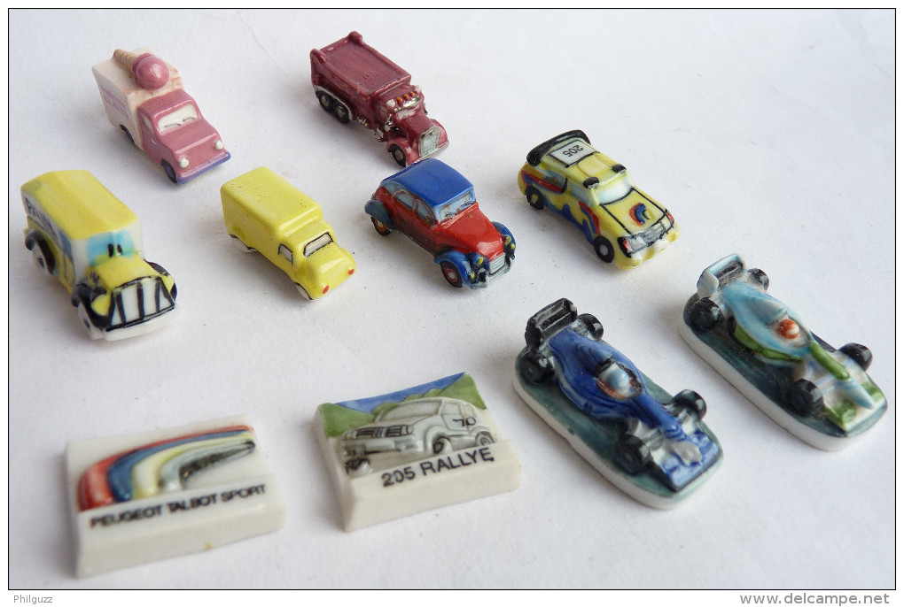 LOT 10 FEVES VEHICULES AUTOMOBILES DIVERS VOITURES DE COURSE F1 - VOITURES - CAMIONS - TOUTES DIFFERENTES Feve - Altri & Non Classificati