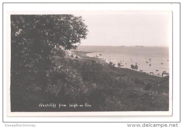 RP WESTCLIFF ON SEA FROM LEIGH ON SEA RAILWAY LINE ? & DISTANT SHIPS UNUSED ESSEX PHOTO CARD - Southend, Westcliff & Leigh