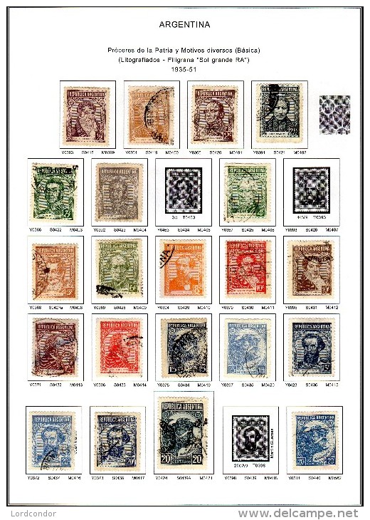 ARGENTINA - 1935 / 1951 - Heroes And Various Motives, Wmk - VF USED - Oblitérés