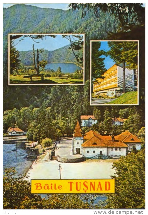 Romania,postal Stationery Postcard Unused 1979 - Tusnad Spa , Collage Of Images - 2/scans - Enteros Postales