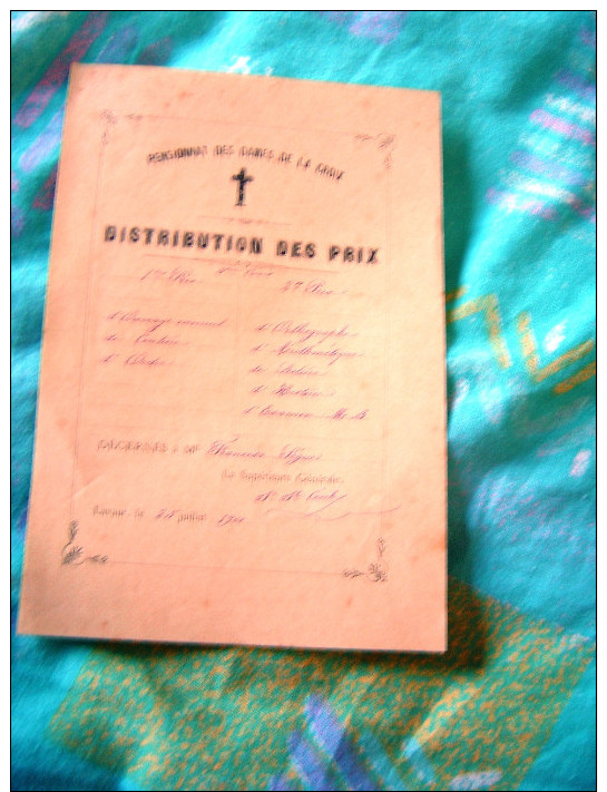 DISTRIBUTION   DES   PRIX   PENSIONNAT DES  DAMES DE LA CROIX  LAVAUR   81  25 JUILLET  1908 - Diplômes & Bulletins Scolaires