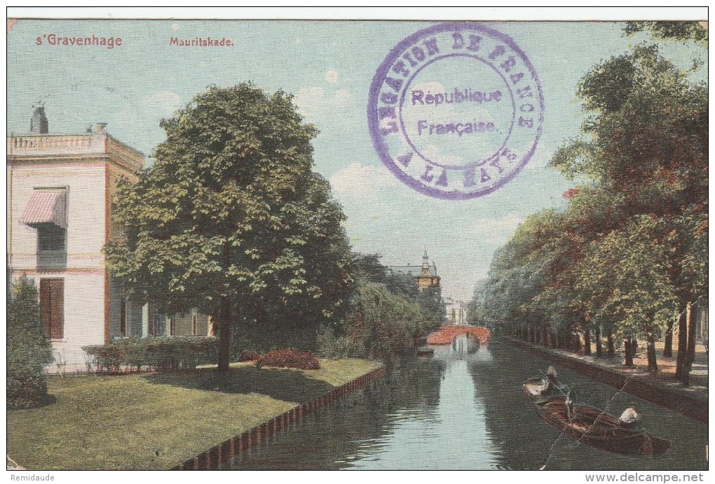 1912 - CARTE De S´GRAVENHAGE (NEDERLAND) Avec CACHET De La "LEGATION De FRANCE à LA HAYE" Pour PARIS - Marcophilie